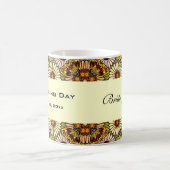 ヴィンテージウェディング、ガーデンフラワーズフローラ蝶 コーヒーマグカップ (中央)