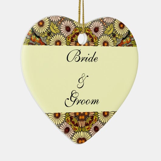 ヴィンテージウェディング、ガーデンフラワーズフローラ蝶 セラミックオーナメント (右)