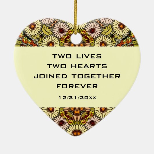 ヴィンテージウェディング、ガーデンフラワーズフローラ蝶 セラミックオーナメント (裏面)