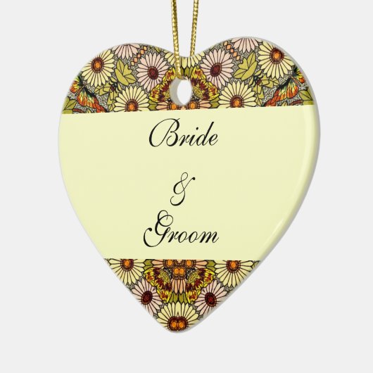 ヴィンテージウェディング、ガーデンフラワーズフローラ蝶 セラミックオーナメント (左)