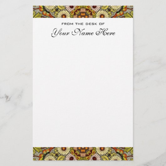 ヴィンテージウェディング、ガーデンフラワーズフローラ蝶 便箋 (正面)