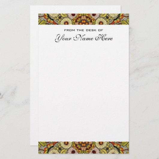 ヴィンテージウェディング、ガーデンフラワーズフローラ蝶 便箋 (正面/裏面)