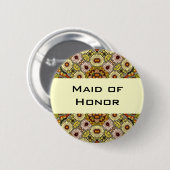 ヴィンテージウェディング、ガーデンフラワーズフローラ蝶 缶バッジ (正面&裏面)