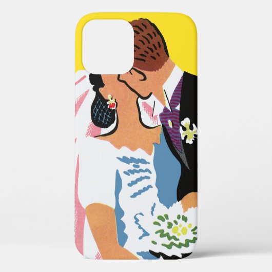 ヴィンテージウェディング、キスする新婦と新郎 Case-Mate iPhoneケース (裏面)