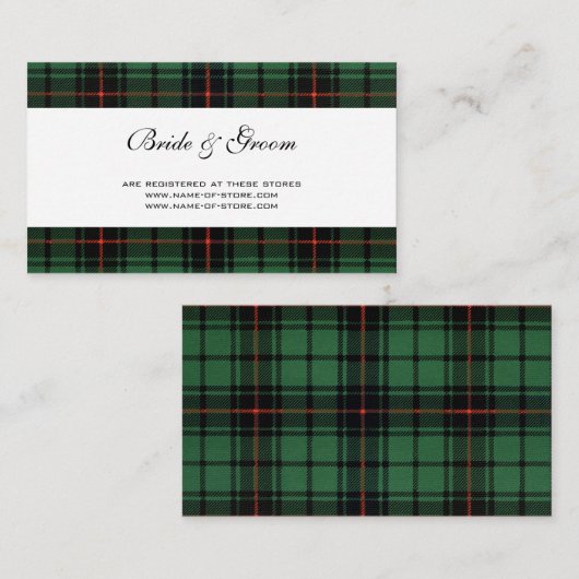 ヴィンテージウェディング、タータンチェックダビッドソンモダンパターン エンクロージャーカード (正面/裏面)