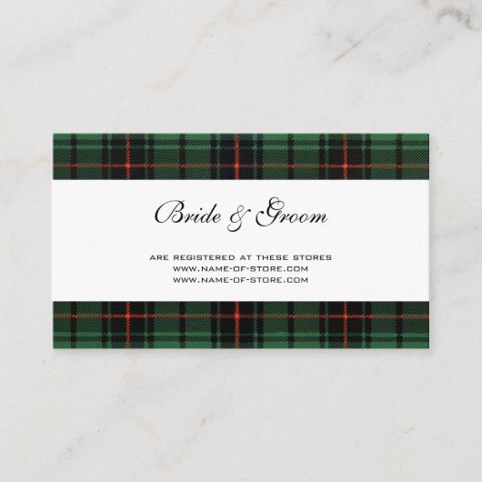 ヴィンテージウェディング、タータンチェックダビッドソンモダンパターン エンクロージャーカード (正面)