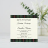 ヴィンテージウェディング、タータンチェックダビッドソンモダンパターン 招待状 (スタンド正面)