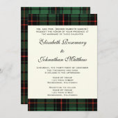 ヴィンテージウェディング、タータンチェックダビッドソンモダンパターン 招待状 (正面/裏面)