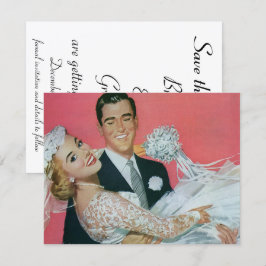 ヴィンテージウェディング ハッピー新婚カップル、結婚式の日を楽しみにして！ セーブザデート