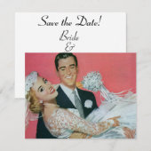 ヴィンテージウェディング ハッピー新婚カップル、結婚記念日おめでとう！ 招待状 (正面/裏面)