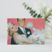 ヴィンテージウェディング ハッピー新婚夫婦、招待返信 招待状 (スタンド正面)