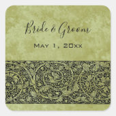 ヴィンテージウェディング, ビクトリアンフラワー フロール スクロール スクエアシール (正面)