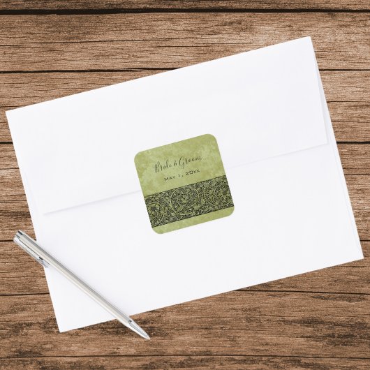 ヴィンテージウェディング, ビクトリアンフラワー フロール スクロール スクエアシール