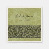 ヴィンテージウェディング, ビクトリアンフラワー フロール スクロール スタンダードカクテルナプキン (正面)