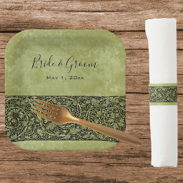 ヴィンテージウェディング, ビクトリアンフラワー フロール スクロール ペーパープレート