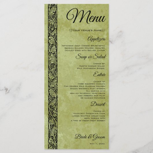 ヴィンテージウェディング, ビクトリアンフラワー フロール スクロール メニュー (正面)