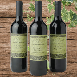 ヴィンテージウェディング, ビクトリアンフラワー フロール スクロール ワインラベル