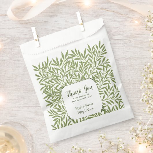 ヴィンテージウェディング, ビクトリアン ウィロー リーフ パターン フェイバーバッグ (クリップ留めされた状態)