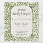 ヴィンテージウェディング, ビクトリアン ウィロー リーフ パターン ワインラベル (シングルラベル)