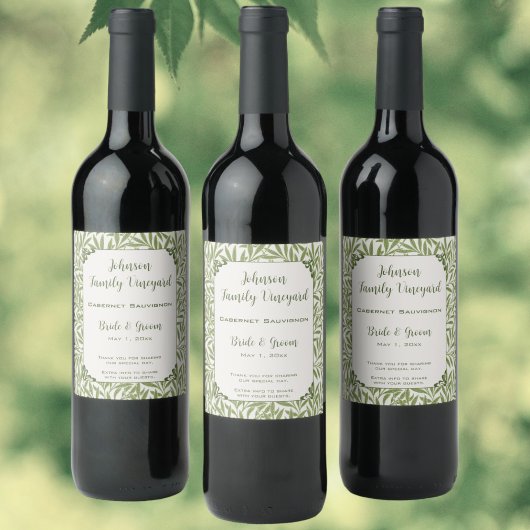 ヴィンテージウェディング, ビクトリアン ウィロー リーフ パターン ワインラベル