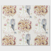 ヴィンテージウェディング – ピンク&ホワイト – ブーケ ラッピングペーパー (フラット)