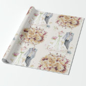 ヴィンテージウェディング – ピンク&ホワイト – ブーケ ラッピングペーパー (アンロールド)