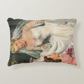 ヴィンテージウェディング、フラワーガールのいるレトロな花嫁 アクセントクッション (正面)