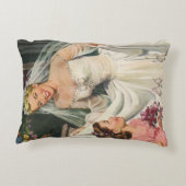 ヴィンテージウェディング、フラワーガールのいるレトロな花嫁 アクセントクッション (裏面)