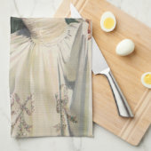 ヴィンテージウェディング、フラワーガールのいるレトロな花嫁 キッチンタオル (四つ折り)