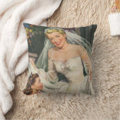 ヴィンテージウェディング、フラワーガールのいるレトロな花嫁 クッション (ブランケット)