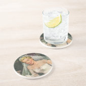 ヴィンテージウェディング、フラワーガールのいるレトロな花嫁 コースター (側面)