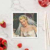 ヴィンテージウェディング、フラワーガールのいるレトロな花嫁 スタンダードカクテルナプキン (インサイチュ)