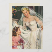 ヴィンテージウェディング、フラワーガールのいるレトロな花嫁 招待状 (正面/裏面)