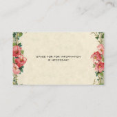 ヴィンテージウェディング、フローラフラワーピンクのバラ エンクロージャーカード (裏面)