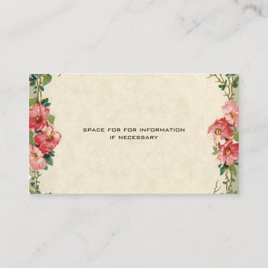 ヴィンテージウェディング、フローラフラワーピンクのバラ エンクロージャーカード (裏面)