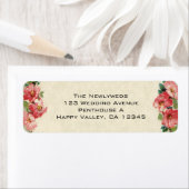 ヴィンテージウェディング、フローラフラワーピンクのバラ ラベル (インサイチュ)