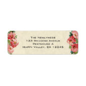 ヴィンテージウェディング、フローラフラワーピンクのバラ ラベル (正面)