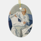 ヴィンテージウェディング、ミッドセンチュリーモダンアートデコの花嫁 セラミックオーナメント (裏面)