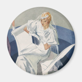 ヴィンテージウェディング、ミッドセンチュリーモダンアートデコの花嫁 マグネット