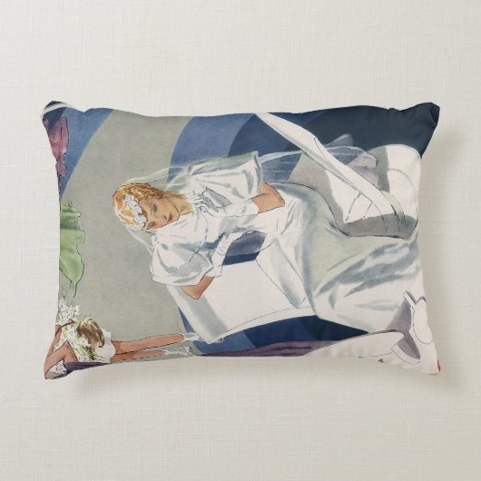 ヴィンテージウェディング、ミッドセンチュリーモダンアールデコ花嫁 アクセントクッション (正面)
