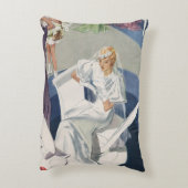 ヴィンテージウェディング、ミッドセンチュリーモダンアールデコ花嫁 アクセントクッション (裏面(縦))