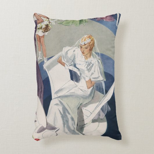 ヴィンテージウェディング、ミッドセンチュリーモダンアールデコ花嫁 アクセントクッション (正面(垂直))