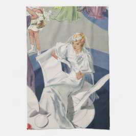 ヴィンテージウェディング、ミッドセンチュリーモダンアールデコ花嫁 キッチンタオル