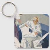 ヴィンテージウェディング、ミッドセンチュリーモダンアールデコ花嫁 キーホルダー (正面)