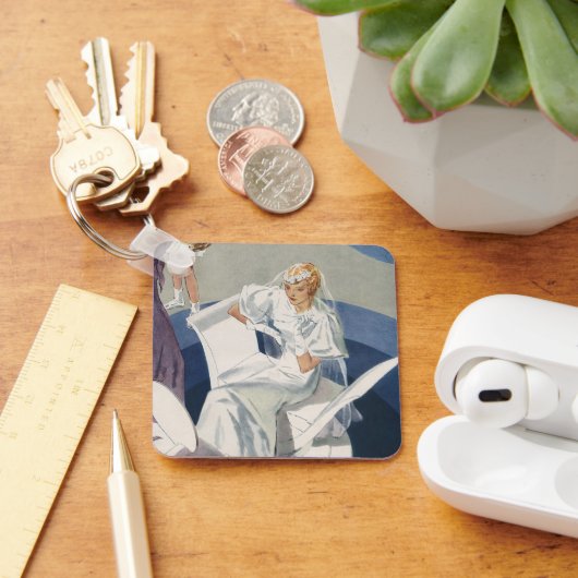 ヴィンテージウェディング、ミッドセンチュリーモダンアールデコ花嫁 キーホルダー (デスク)