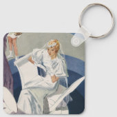 ヴィンテージウェディング、ミッドセンチュリーモダンアールデコ花嫁 キーホルダー (裏面)