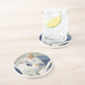 ヴィンテージウェディング、ミッドセンチュリーモダンアールデコ花嫁 コースター (側面)