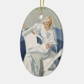 ヴィンテージウェディング、ミッドセンチュリーモダンアールデコ花嫁 セラミックオーナメント (左)