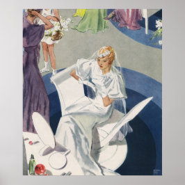 ヴィンテージウェディング、ミッドセンチュリーモダンアールデコ花嫁 ポスター