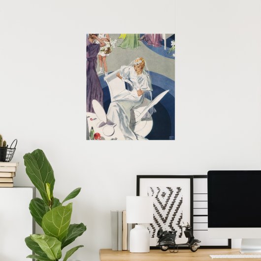 ヴィンテージウェディング、ミッドセンチュリーモダンアールデコ花嫁 ポスター (ホームオフィス)